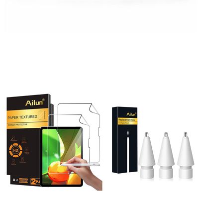 Ailun for iPad Pro 11 Inch 5th Generation [2024 Release] 2 Pack Paper Textured Screen Protector and 3 Pack Apple Pencil Tips Replacement