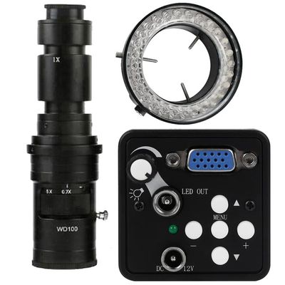 13MP VGA Video Microscope Camera Brightness Adjustable Light & 500X C-Mount Lens With LED Light For Phone Repair