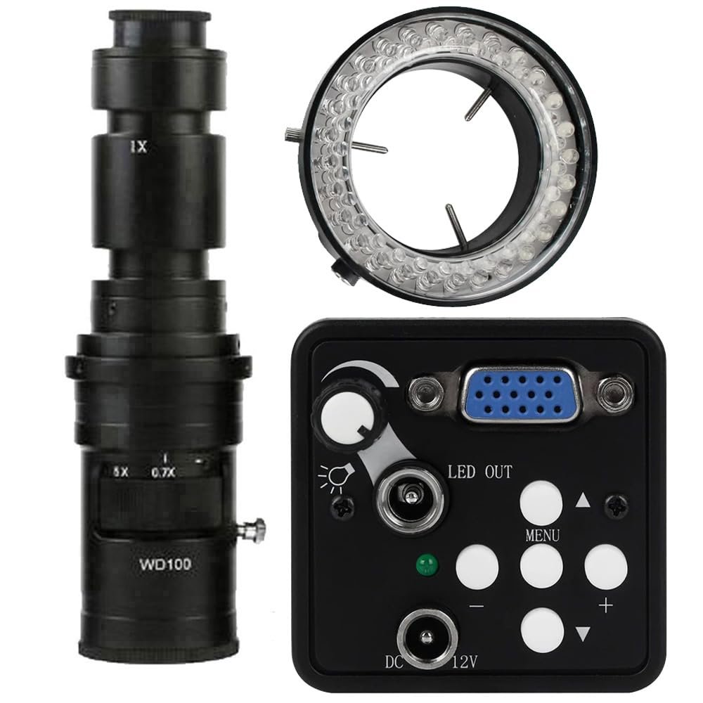 13MP VGA Video Microscope Camera Brightness Adjustable Light & 500X C-Mount Lens With LED Light For Phone Repair