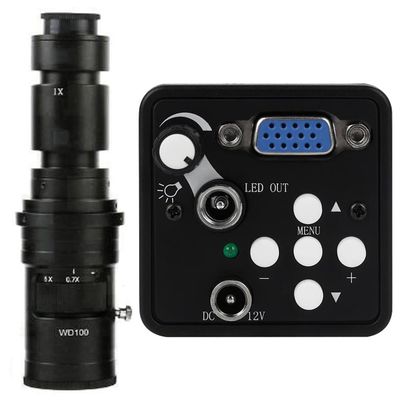 13MP VGA Video Microscope Camera Brightness Adjustable Light & 500X C-Mount Lens For Phone Repair
