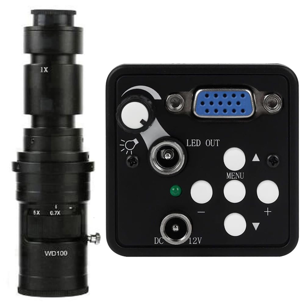 13MP VGA Video Microscope Camera Brightness Adjustable Light & 500X C-Mount Lens For Phone Repair