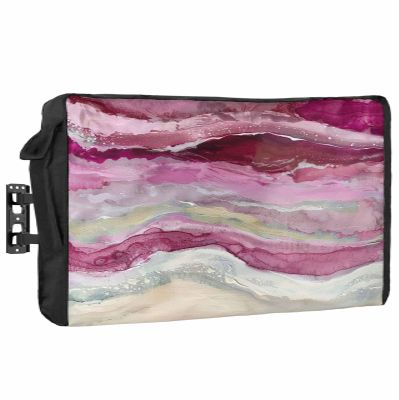 Abstract Red Waterproof Outdoor TV Cover 80-85 Inch Weatherproof,Outside Television Cover TV Screen Protector with Remote Control Pocket,Modern Ombre Ocean Striped Wave Art
