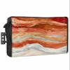 Abstract Orange Waterproof Outdoor TV Cover 36-39 Inch Weatherproof,Outside Television Cover TV Screen Protector with Remote Control Pocket,Contemporary Seawave Striped Painting view 1