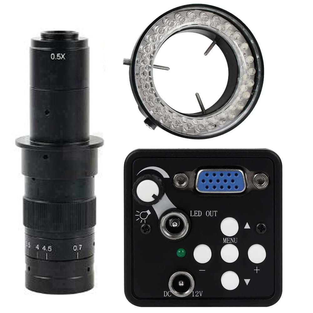 13MP VGA Video Microscope Camera Brightness Adjustable Light & 180X C-Mount Lens With LED Light For Phone Repair