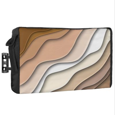 Modern Geometric Color Art Waterproof Outdoor TV Cover 52-55 Inch Weatherproof,Outside Television Cover TV Screen Protector with Remote Control Pocket,Abstract Ombre Brown White Ocean Seawaves