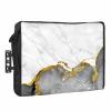 Falaniique Marble Black Grey Waterproof Outdoor TV Cover 48-50 Inch Weatherproof,Outside Television Cover TV Screen Protector with Remote Control Pocket,Minimalist Abstract Gold Modern Art view 1