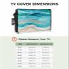Abstract Turquoise Waterproof Outdoor TV Cover 80-85 Inch Weatherproof,Outside Television Cover TV Screen Protector with Remote Control Pocket,Shabby Chic Summer Grey Beach Wave view 2