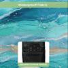 Abstract Turquoise Waterproof Outdoor TV Cover 80-85 Inch Weatherproof,Outside Television Cover TV Screen Protector with Remote Control Pocket,Shabby Chic Summer Grey Beach Wave view 3