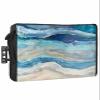 Abstract Blue Waterproof Outdoor TV Cover 30-32 Inch Weatherproof,Outside Television Cover TV Screen Protector with Remote Control Pocket,Modern Gradient Waves Summer Watercolor view 1