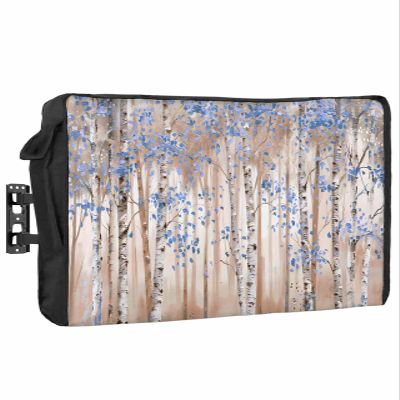 Blue Abstract Tree Waterproof Outdoor TV Cover 36-39 Inch Weatherproof,Outside Television Cover TV Screen Protector with Remote Control Pocket,Contemporary Forest Painting Smear Art