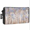 Blue Abstract Tree Waterproof Outdoor TV Cover 36-39 Inch Weatherproof,Outside Television Cover TV Screen Protector with Remote Control Pocket,Contemporary Forest Painting Smear Art view 1