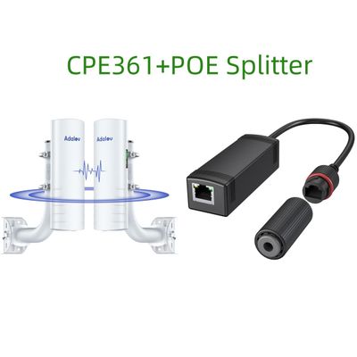 5KM Wireless Bridge with 2 x 1Gbs Ports and Bracket Mounts for Network Extend, AdaLov CPE361+ AdaLov 2PCS 48v to 24-Volt Converter to 24V POE Adapter for Surveillance Camera, Wireless AP