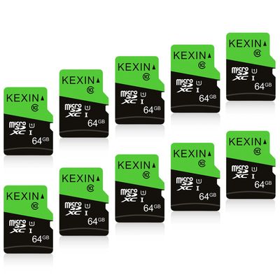 KEXIN 64GB Micro SD Card 10 Pack with SD Adapter microSDXC Memory Card UHS-I C10 U1 Micro SD Cards Bulk Full HD High Speed TF Card for Smartphone Tablet Action Camera Dash Cam Game Console, 10Pack 64G