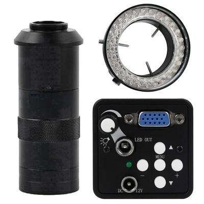 13MP VGA Video Microscope Camera Brightness Adjustable Light & 100X C-Mount Lens With LED Light For Phone Repair