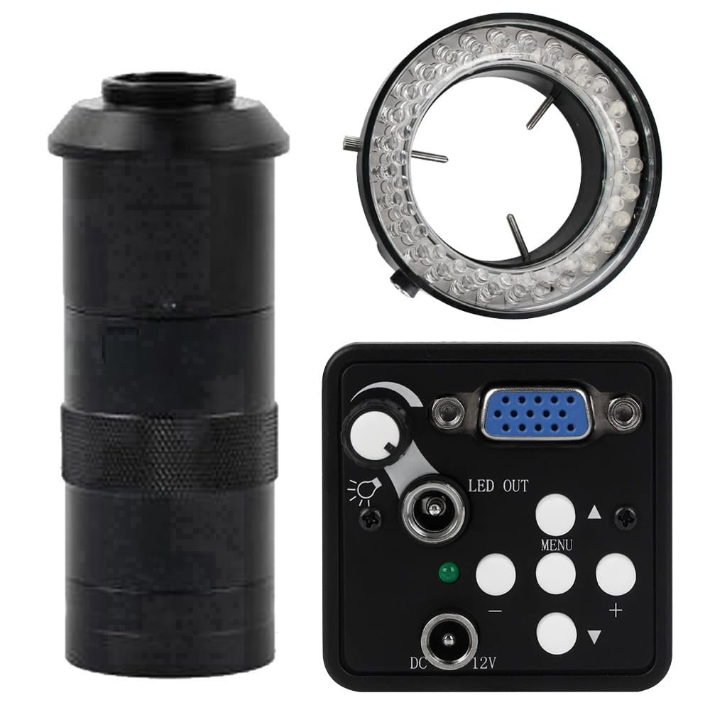 13MP VGA Video Microscope Camera Brightness Adjustable Light & 100X C-Mount Lens With LED Light For Phone Repair