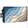 Blue White Brown Waterproof Outdoor TV Cover 40-43 Inch Weatherproof,Outside Television Cover TV Screen Protector with Remote Control Pocket,Abstract Modern Ocean Seawaves Geometric Art view 1