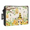 Bee Honey Waterproof Outdoor TV Cover 30-32 Inch Weatherproof,Outside Television Cover TV Screen Protector with Remote Control Pocket,Yellow Summer Floral Farmhouse Botanical view 1