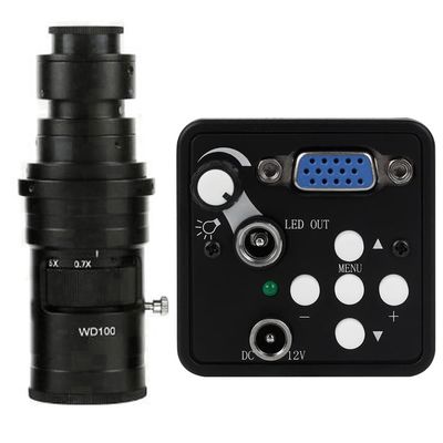 13MP VGA Video Microscope Camera Brightness Adjustable Light & 200X C-Mount Lens For Phone Repair