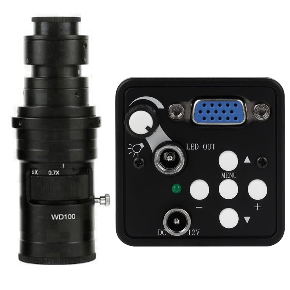 13MP VGA Video Microscope Camera Brightness Adjustable Light & 200X C-Mount Lens For Phone Repair