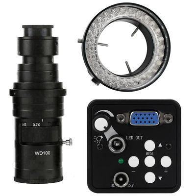 13MP VGA Video Microscope Camera Brightness Adjustable Light & 200X C-Mount Lens With LED Light For Phone Repair