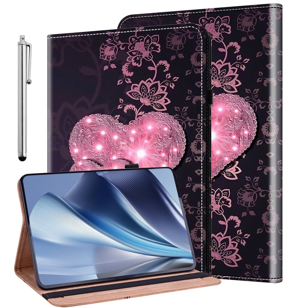 ALILANG Case for Samsung Galaxy Tab S10+/ S9+/ S8+/ S7 FE/ S7+ 12.4 Inch Tablet Case, Lightweight Folio Shockproof Folding Stand Protector Cover for Samsung Tab S10+ Plus -Lace Peach