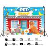 10x6.5ft Pet Shop Backdrop Cartoon Cats Dogs Birds Shop Photography Background Boys Girls 1st Birthday Party Decoration School Play Wallpaper Photo Booth Props view 2