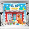 10x6.5ft Pet Shop Backdrop Cartoon Cats Dogs Birds Shop Photography Background Boys Girls 1st Birthday Party Decoration School Play Wallpaper Photo Booth Props view 3
