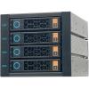 DirectNine Basics Zhenloong 4-Bay Hard Drive cage Support 3.5"/2.5" SAS and SATA3 or U.2 NVMe SSD hot swappable Storage modules occupying 3x5.25 Optical Drive Positions in The Chassis SFF8643 and SFF8654*2 view 1