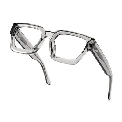 JFXQDR Blue Light Blocking Glasses for Women Men, Trendy Thick Glasses Anti Eyestrain & UV Glare RF6210 (Smoke Grey Chunky Frame)