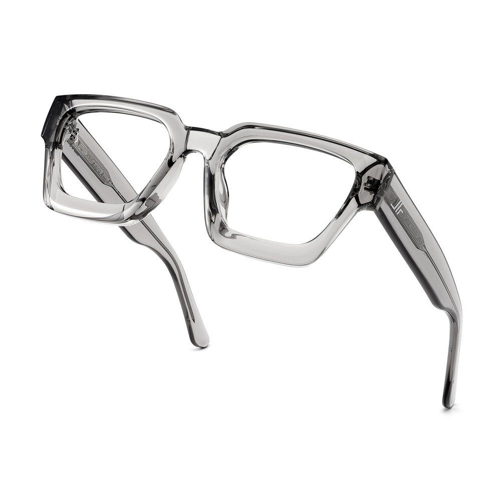 JFXQDR Blue Light Blocking Glasses for Women Men, Trendy Thick Glasses Anti Eyestrain & UV Glare RF6210 (Smoke Grey Chunky Frame)