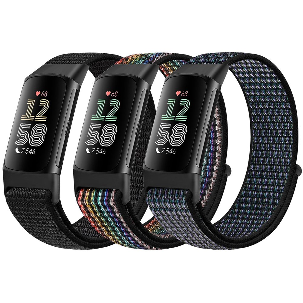 AVOD Sport Loop Nylon Watch Bands Compatible with Fitbit Charge 6/Charge 5 for Women Men, Adjustable Breathable Replacement Soft Nylon Loop Wristband for Fitbit Charge 6/Fitbit Charge 5
