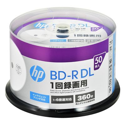 Hewlett Packard (HP) VBR260RP50SH1 Single Recording Blu-ray Disc BD-R 50GB 50 Sheets White Printerable Double Layer 1-6x Speed