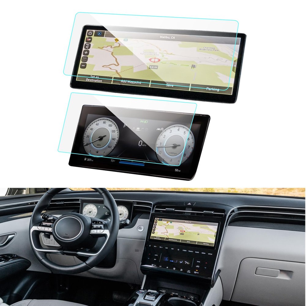 LUWU Screen Protector for 2022 2023 2024 Hyundai Tucson (Limited/N Line/SEL/XRT) 10.25-inch 2024 Hyundai Tucson Accessories 2024 Tucson Touchscreen Tempered Glass 9H Navigation Protective Film 2PCS