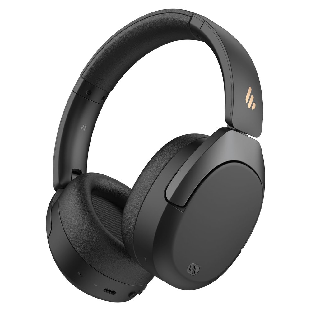 Edifier W830NB Active Noise Cancelling Wireless Over-Ear Headphones, Foldable Lightweight Bluetooth Headset with Hi-Res Audio, Dual Device Connection, 94 Hours Playtime Fast Charging - Black
