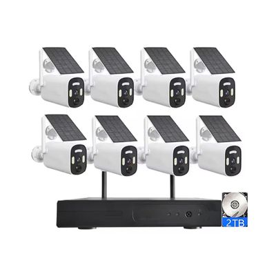 AKAVIG Outdoor 8CH Solar Power Security Camera System with 8 Cameras and 2T Hard Disk, 4MP Wireless WiFi Solar NVR Kit with Two Way Audio, Motion Detection