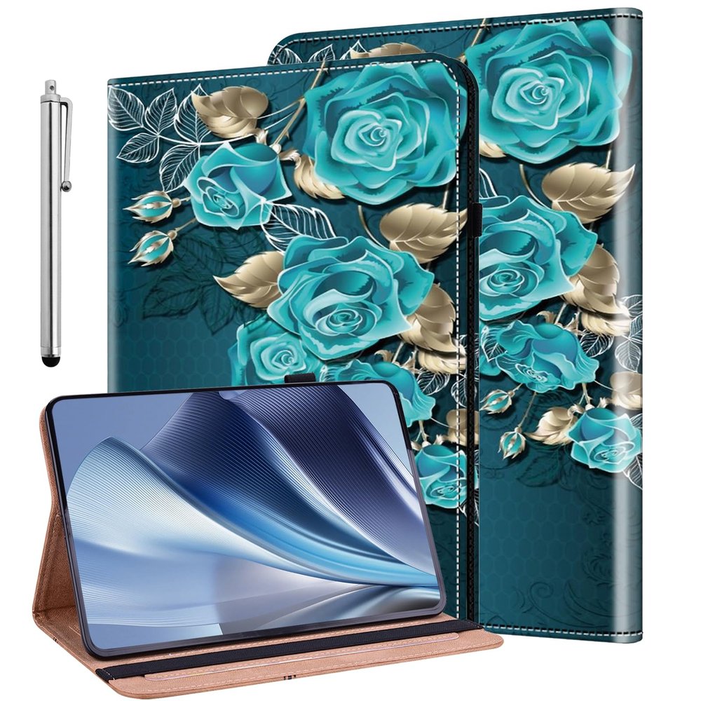 ALILANG Case for Samsung Galaxy Tab S2 9.7" 2015 Case (SM-T810/T815/T813) with Stylus, Shockproof Folding Stand Cover for Galaxy Tab S2 Case-Blue Rose