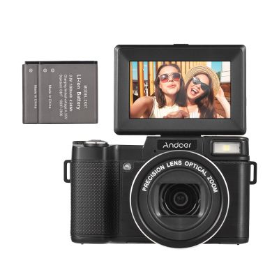 Andoer CD-R5 4K Digital Camera Digital Video Camera Camcorder 48MP 3.0 Inch IPS Foldable Screen 5X Optical/ 8X Digital Zoom Auto Focus Built-in Flash with 2pcs Batteries Shoulder Strap for Vlogging