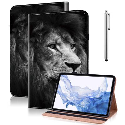 VODEFOX Case for Samsung Galaxy Tab A11 + Plus/A9 + Plus 5G 11 Inch 2025/2023, PU Leather Multi-Angle Smart Stand Pocket Tablet Cover with Card Slots - Lion