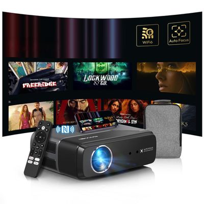 4K Home Theater Projector HDMI 2.1, ARC, Android TV 14.0, Portable Smart Bedroom Movie Gaming Projector 4K HDR, with WiFi 6, Bluetooth, Dolby Audio, Voice Control, Apps, Auto Focus, ZOOM, 1400ANSI