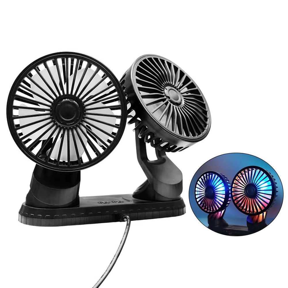 Car Double-head Cooling Fan Air Conditioner 360 Degree Rotation Three-speed Adjustable For SUV RVsTruck Boat Home Cooling Fan Pc Usb Silents Led Replacements For Rooms Extension Laptop With Air