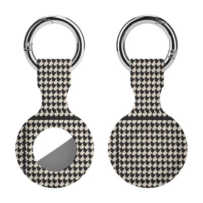 ZXDSKGYN Protective Case for AirTag,Gray Houndstooth Stripes Silicone Air Tag Holder with Key Rings, Protective Airtag Case Cover Accessories, 1PCS
