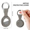ZXDSKGYN Protective Case for AirTag,Gray Houndstooth Stripes Silicone Air Tag Holder with Key Rings, Protective Airtag Case Cover Accessories, 1PCS view 2