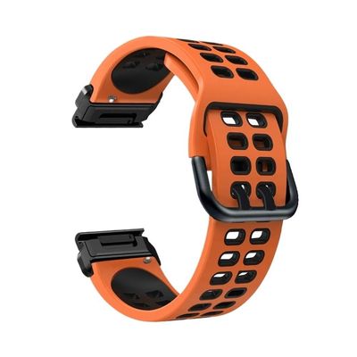 22/26mm Silicone Sport Quick disassembly Watchband fit for Garmin(Orange Black,For EPIX GEN 2)