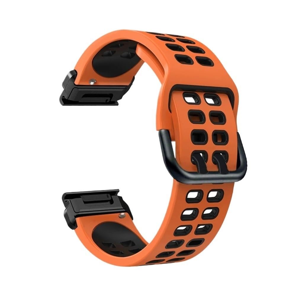 22/26mm Silicone Sport Quick disassembly Watchband fit for Garmin(Orange Black,For EPIX GEN 2)