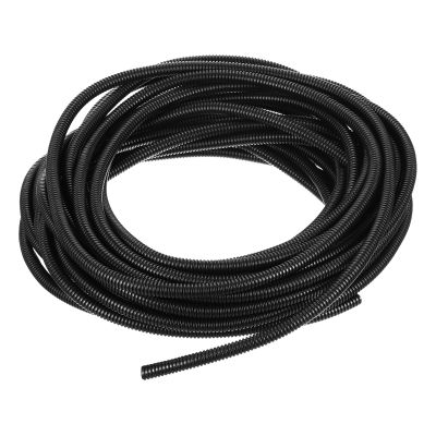uxcell 1/4 Inch x 50 Ft Split Wire Loom Tubing, Guard Convoluted Flex, Protective Split Cable Conduit, Flexible Wire Protector Tubing, Electrical Cord Cover,Black