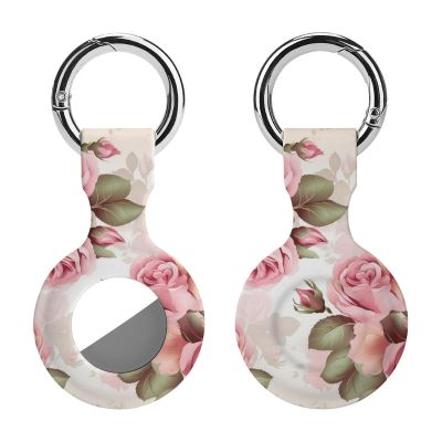 ZXDSKGYN Protective Case for AirTag,Rose Floral Silicone Air Tag Holder with Key Rings, Protective Airtag Case Cover Accessories, 1PCS