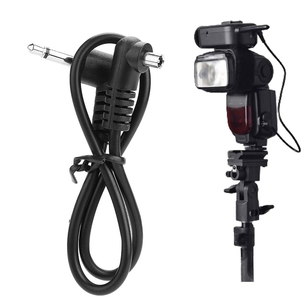 Flash Sync Cable, 3.5 mm Jack Plug to Male Flash PC Sync with Screw Lock, Flash Sync Cable Cord for Stable PC Connection