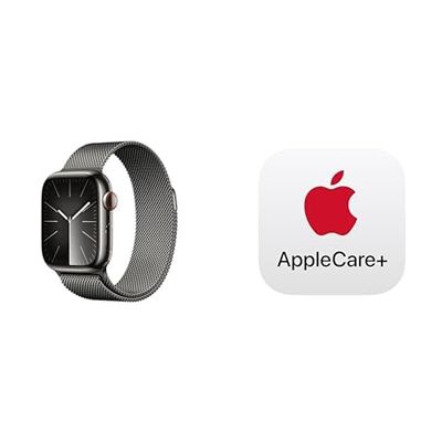 Apple Watch Series 9 [GPS + Cellular 41mm] Smartwatch with Graphite Stainless Steel Case with Graphite Milanese Loop. Fitness Tracker, ECG Apps, Always-On Retina Display with AppleCare+ (2 Years)