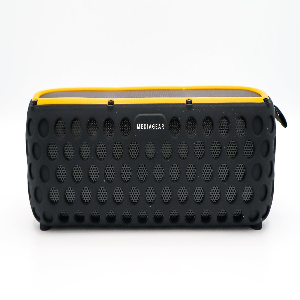 APOLO 12 Solar Bluetooth Speaker  Portable Wireless Outdoor Speaker with Flashlight, Waterproof IPX5, Shockproof, Hands-Free Calling  Ideal for Camping, Hiking, Travel (Orange and Black)