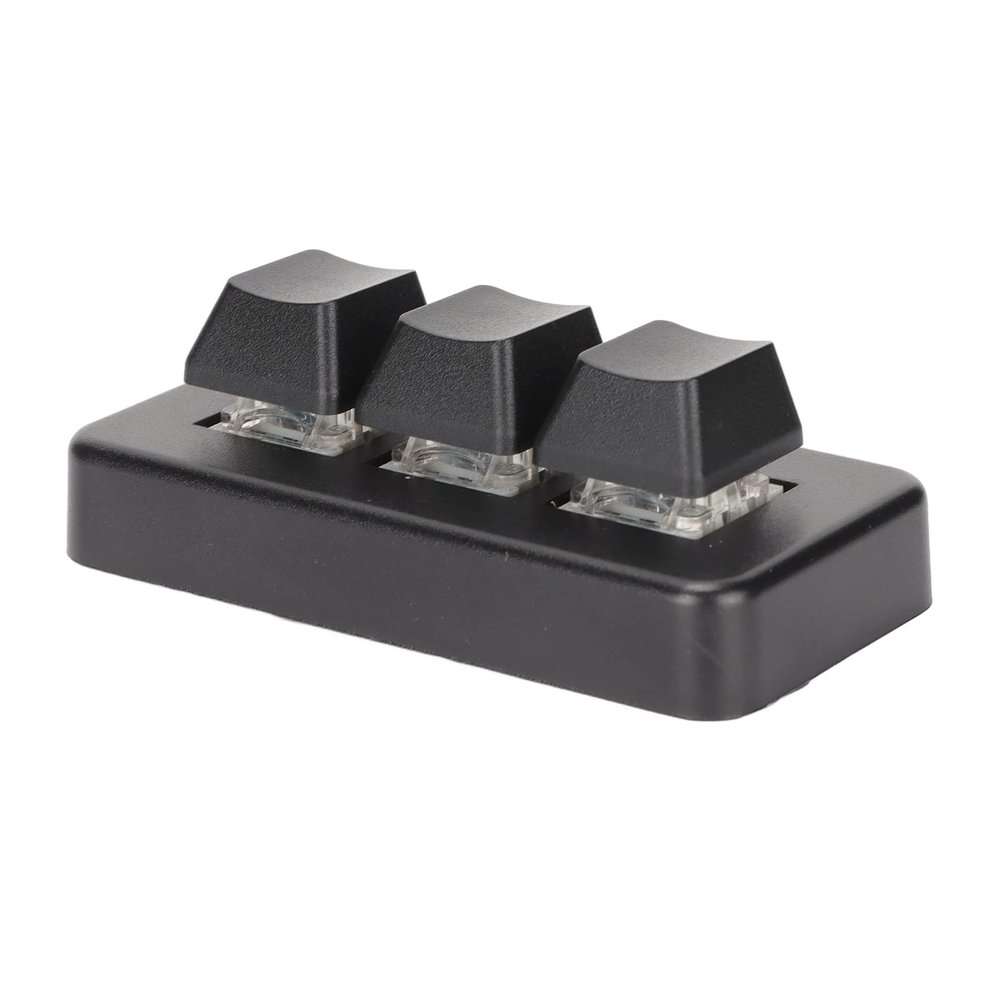 Akozon 3 Key Keypad, RGB Backlit USB Interface Mini Mechanical Programmable Macro Keypad - Ideal for Computer Gaming (Black)